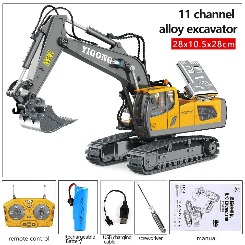 Remote Controlled Excavator Alloy Engineering Car Boy Bulldozer Remote Controlled Car Truck Toys 2.4G Toys Children's Car Gifts