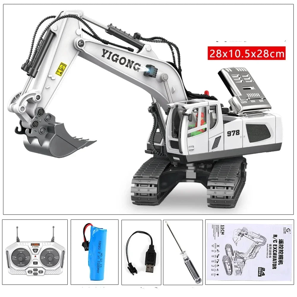 Remote Controlled Excavator Alloy Engineering Car Boy Bulldozer Remote Controlled Car Truck Toys 2.4G Toys Children's Car Gifts