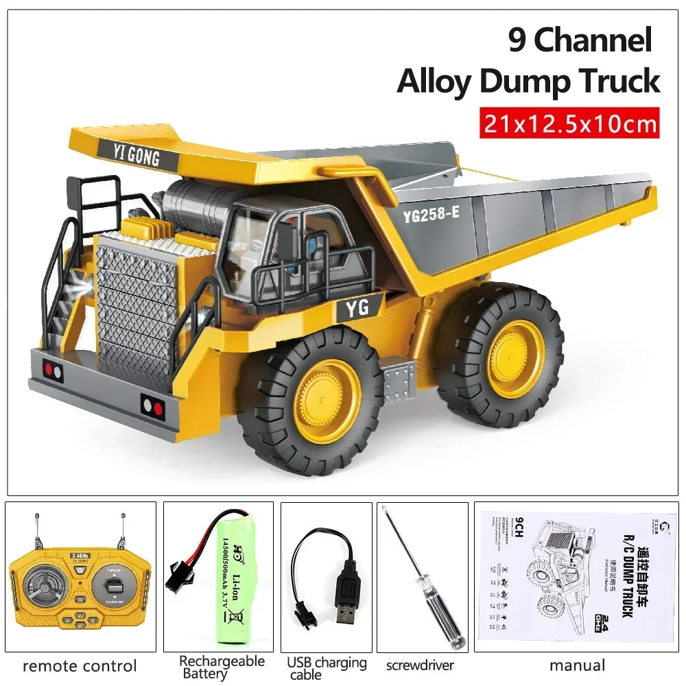 Remote Controlled Excavator Alloy Engineering Car Boy Bulldozer Remote Controlled Car Truck Toys 2.4G Toys Children's Car Gifts